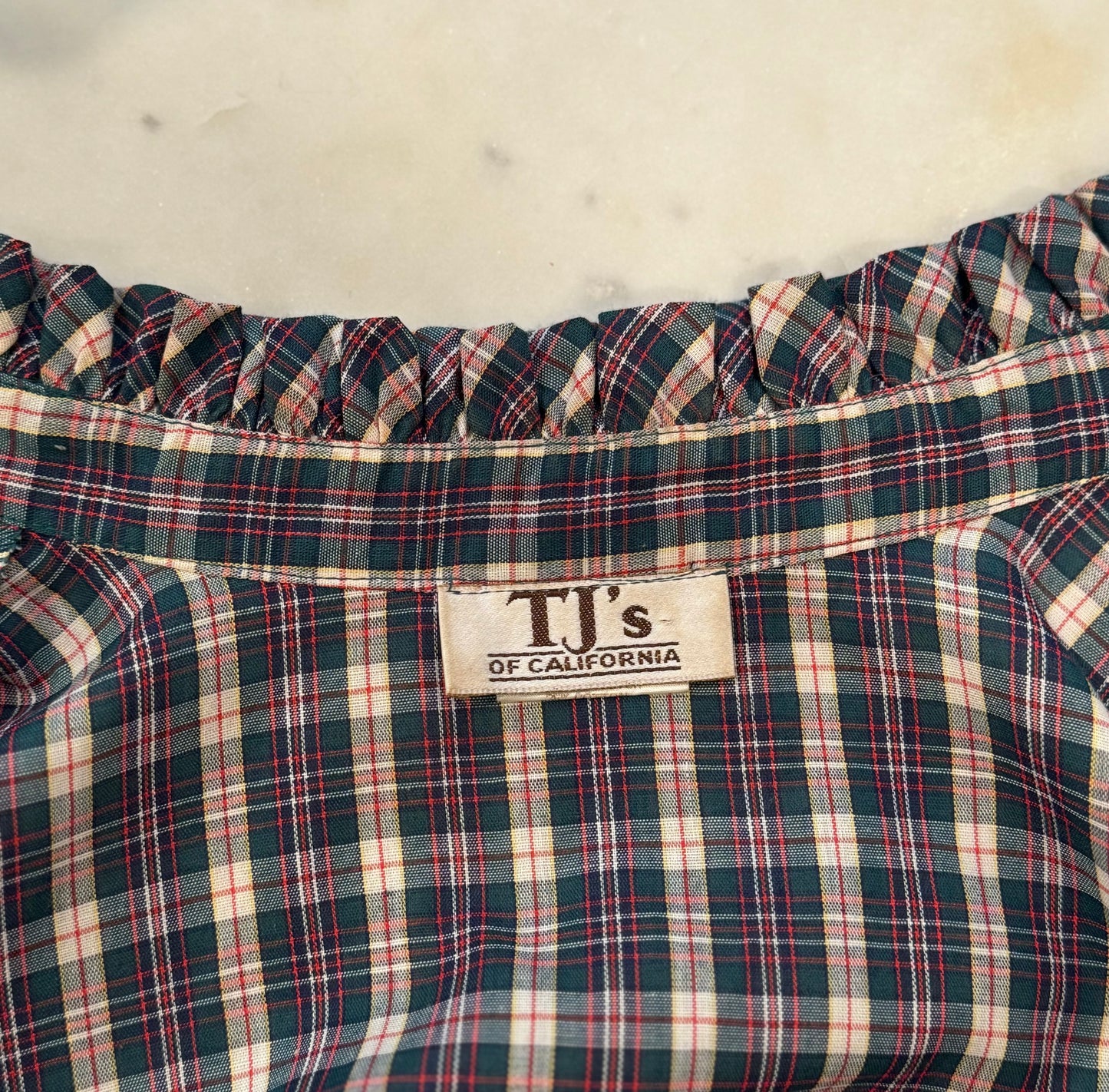 Vintage TJ's of California 70's Plaid Secretary Blouse