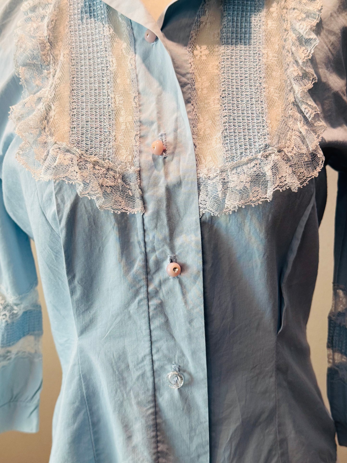 Vintage 70's Lace and Cotton Blouse