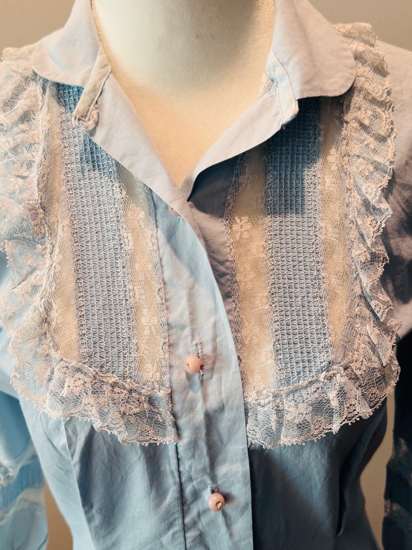Vintage 70's Lace and Cotton Blouse