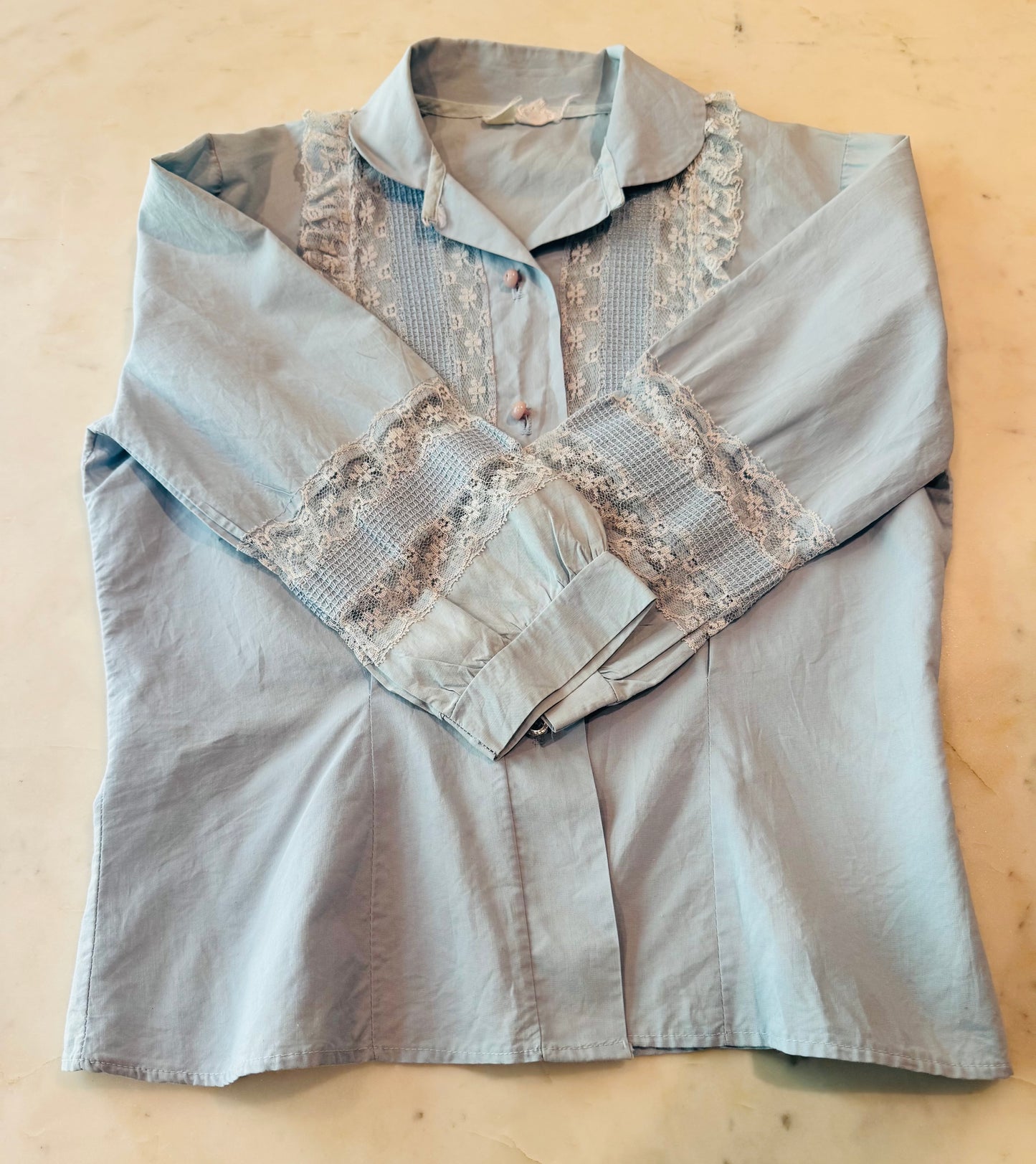 Vintage 70's Lace and Cotton Blouse