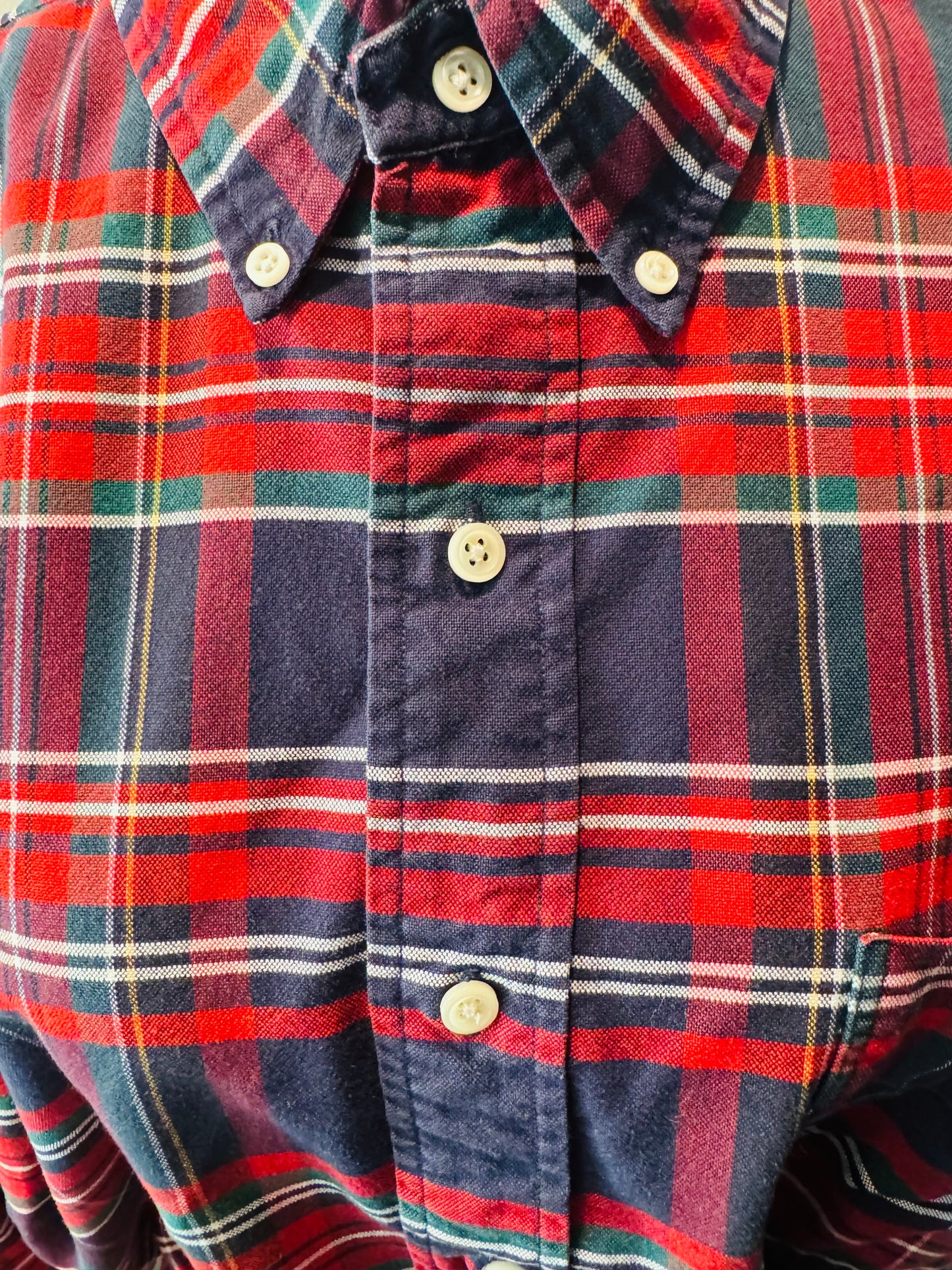 Vintage Polo Up-Cycled Plaid Cropped Oxford Shirt