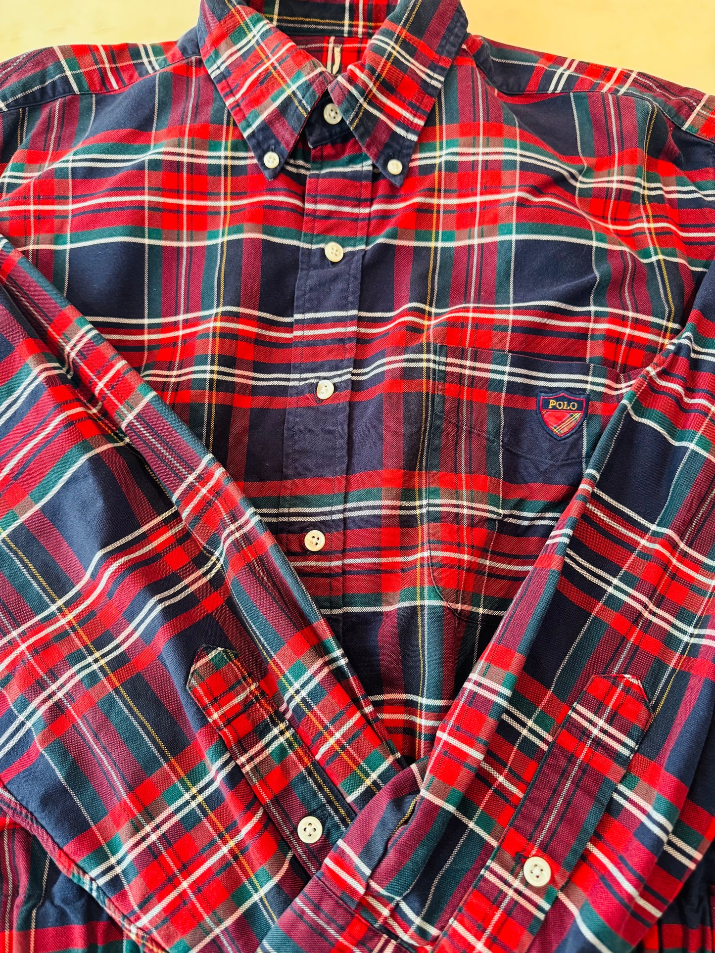 Vintage Polo Up-Cycled Plaid Cropped Oxford Shirt