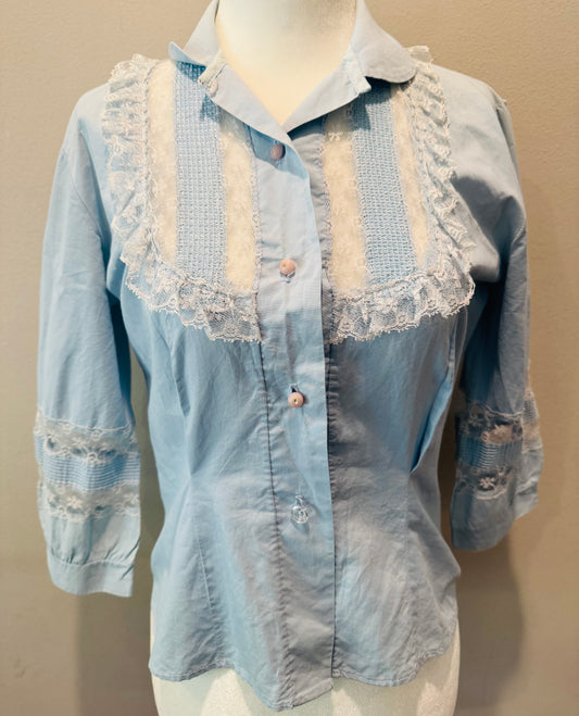 Vintage 70's Lace and Cotton Blouse
