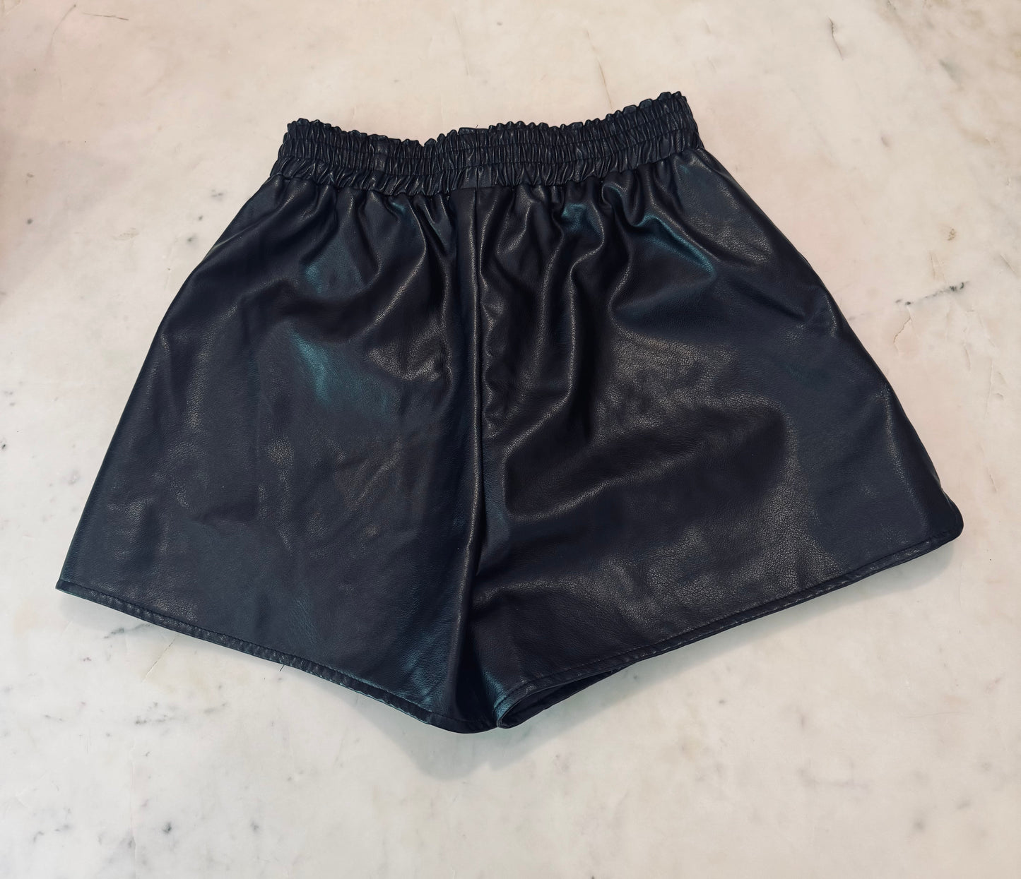 Black Faux Leather Shorts