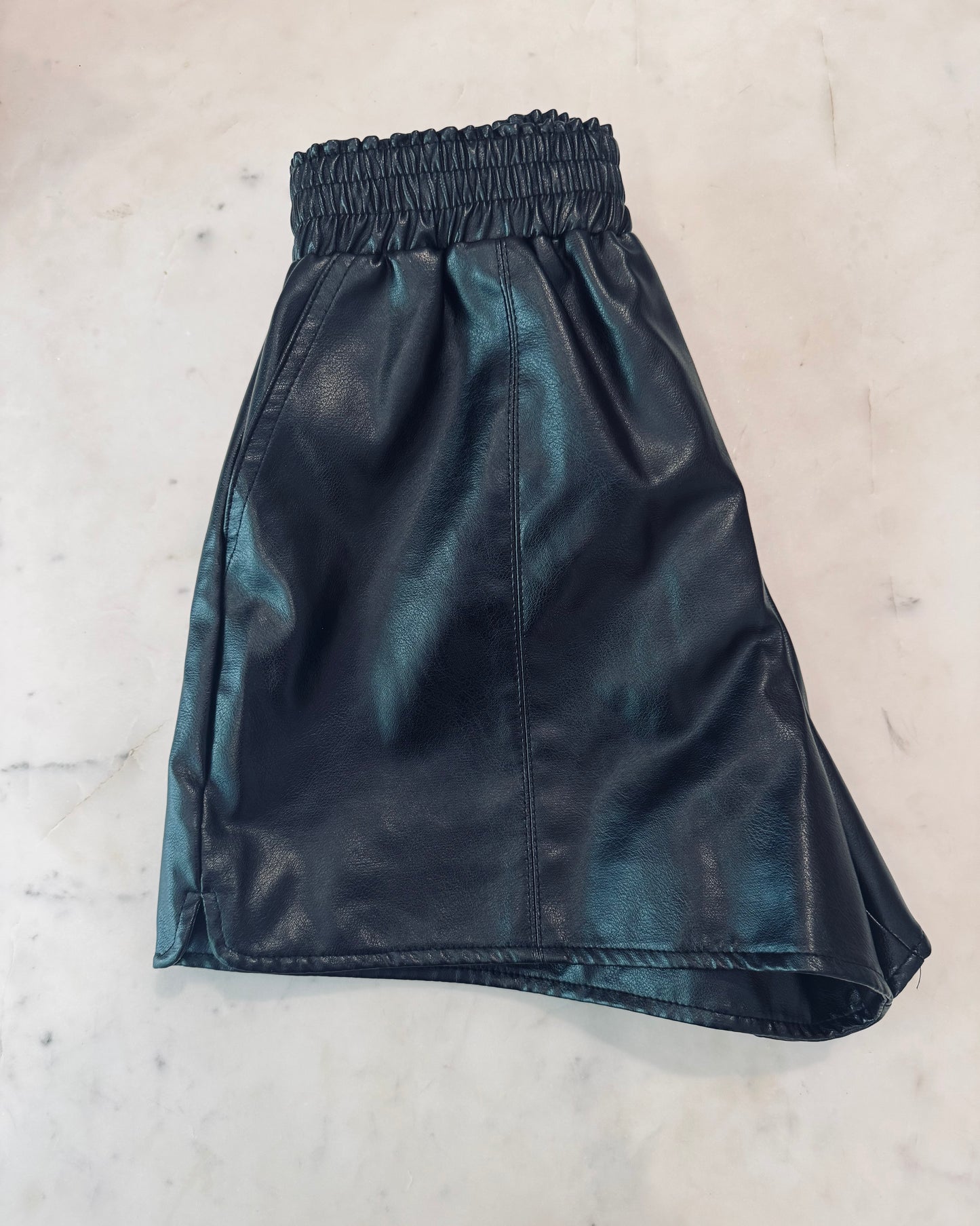 Black Faux Leather Shorts