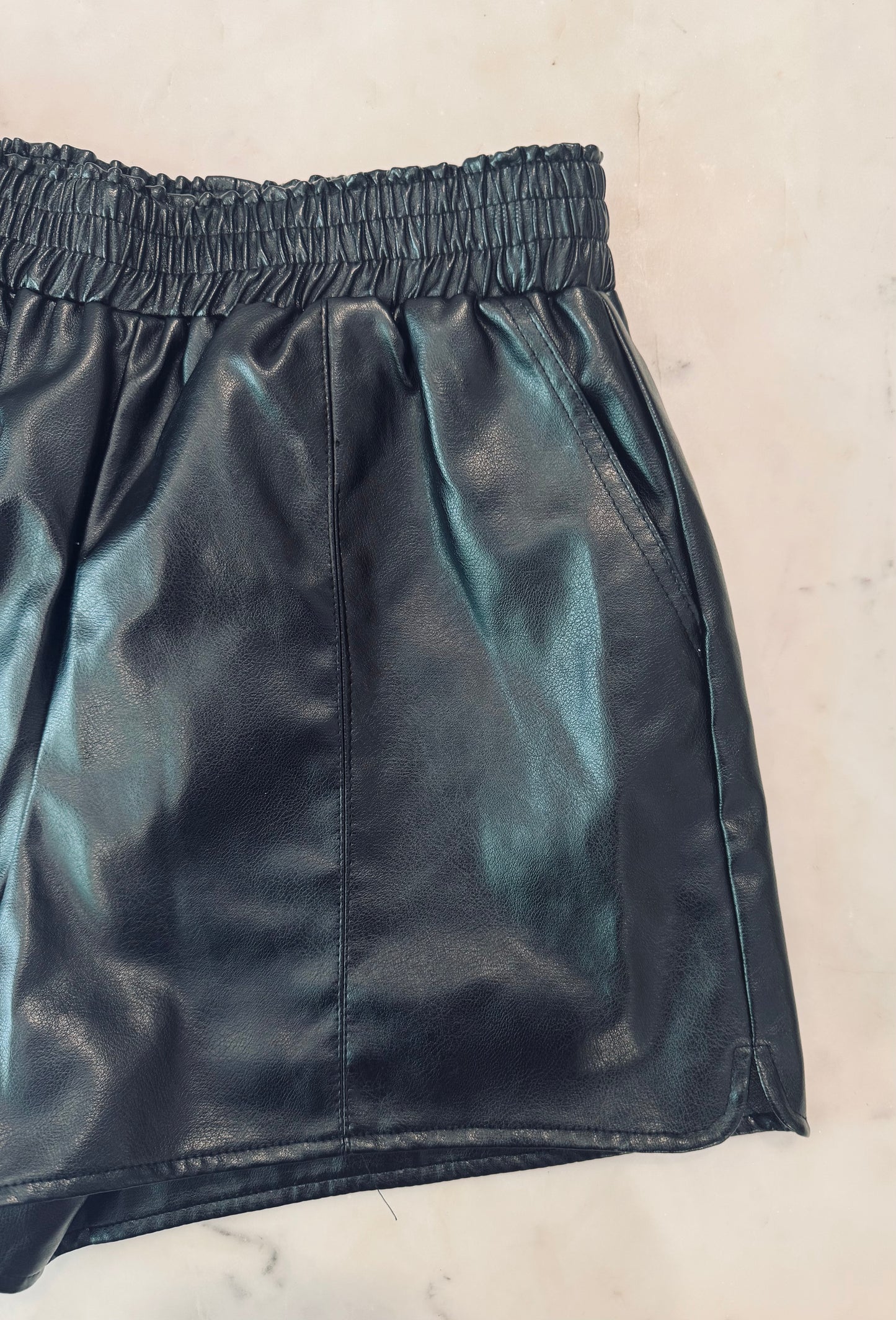 Black Faux Leather Shorts