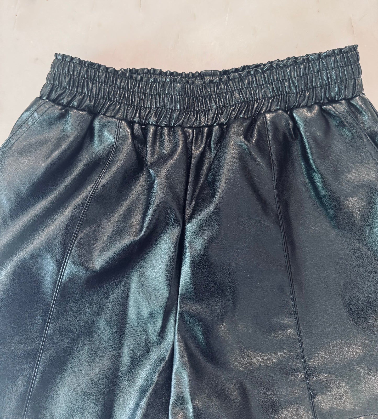 Black Faux Leather Shorts