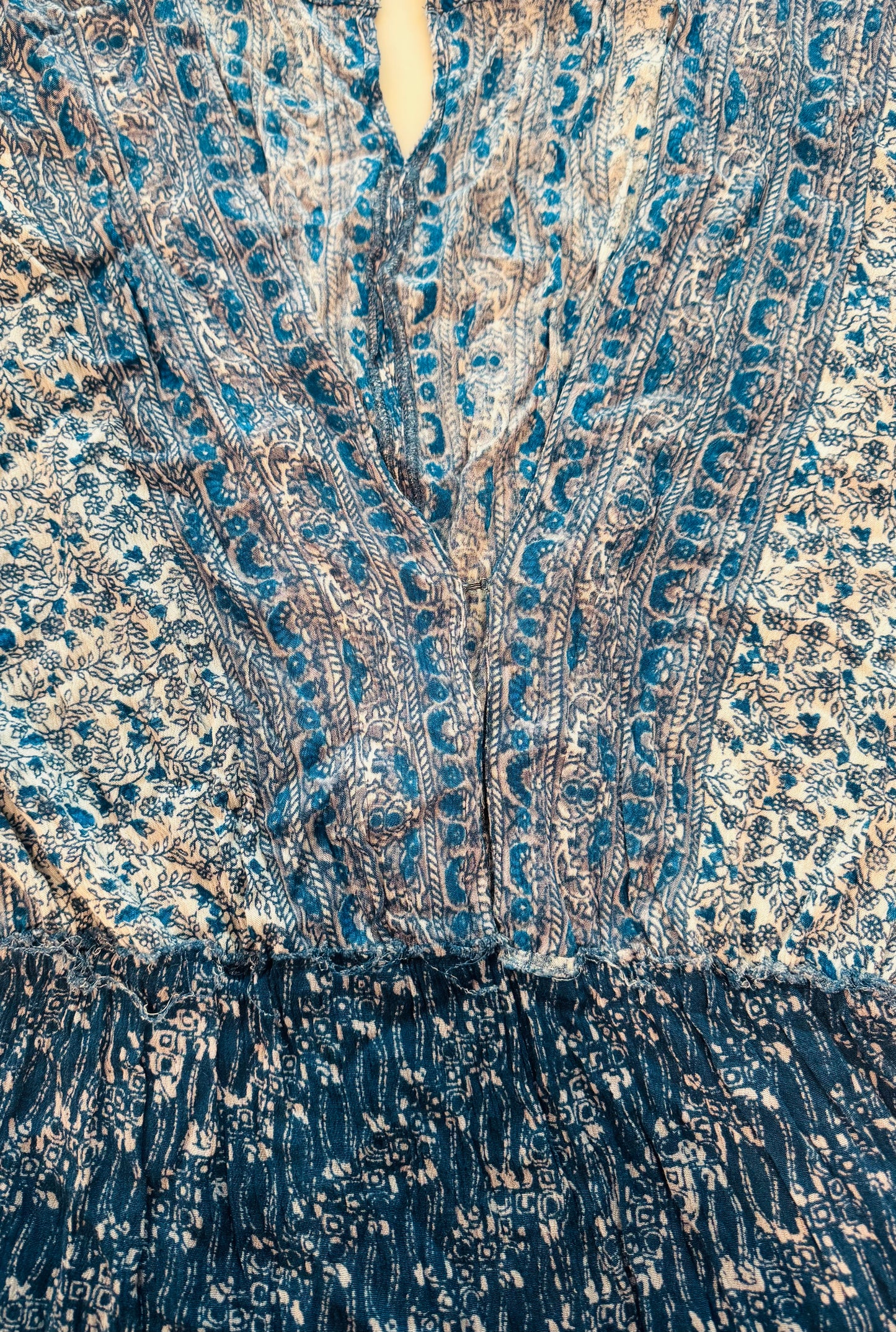 Free People Blue Printed Arizona Short Sleeve Romper