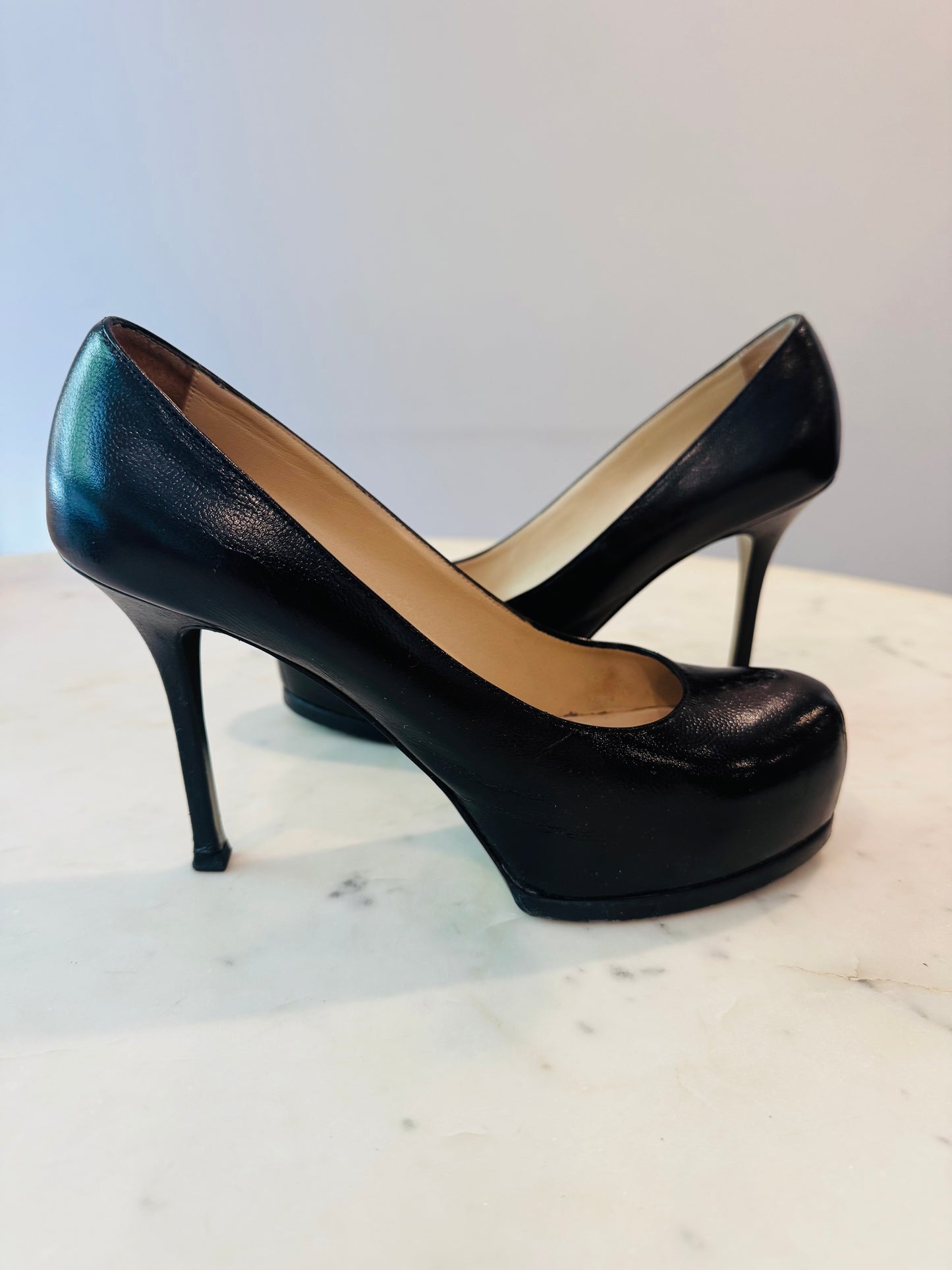 Vintage Yves Saint Laurent Rive Gauche Leather Pumps.