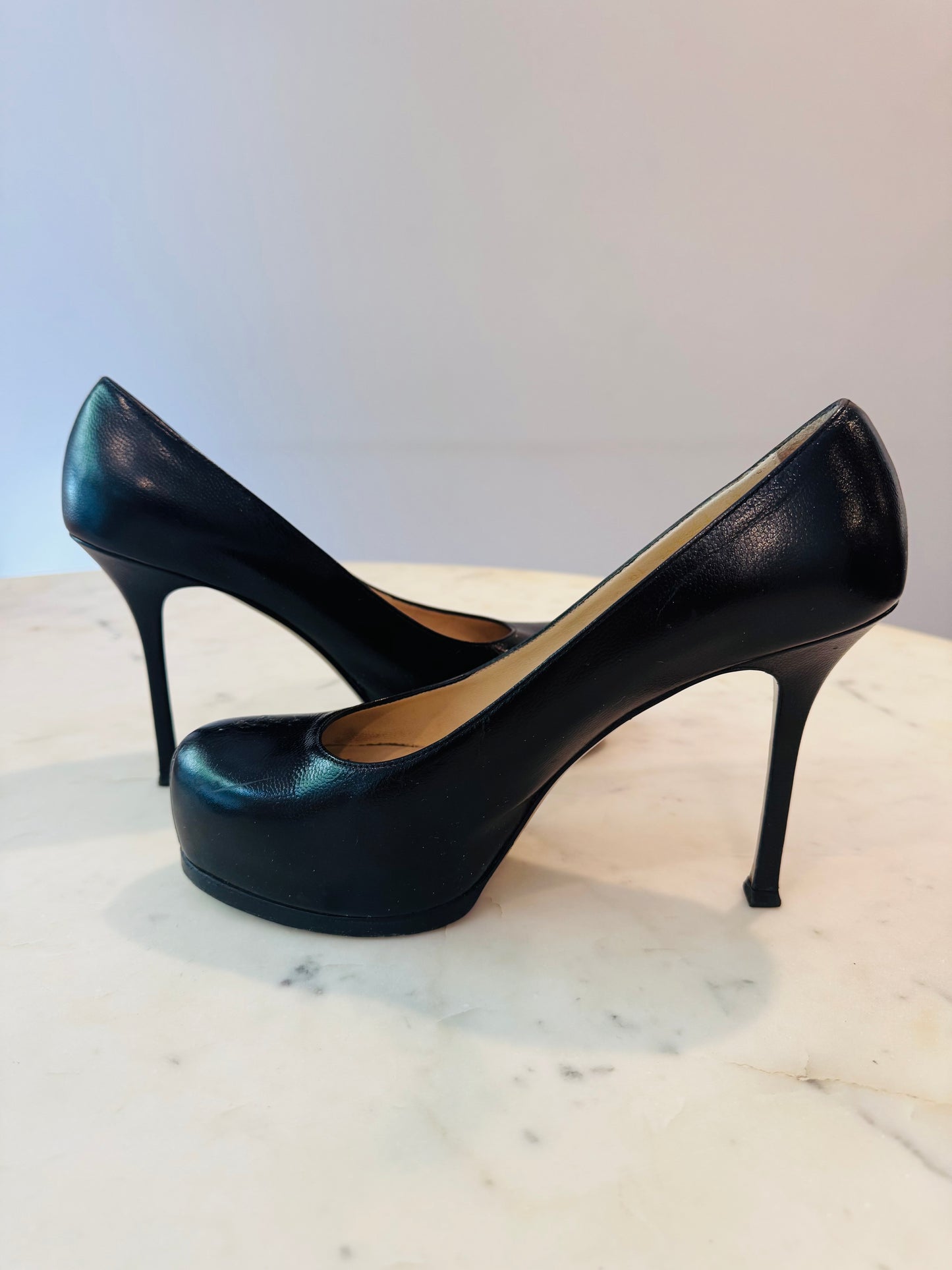 Vintage Yves Saint Laurent Rive Gauche Leather Pumps.
