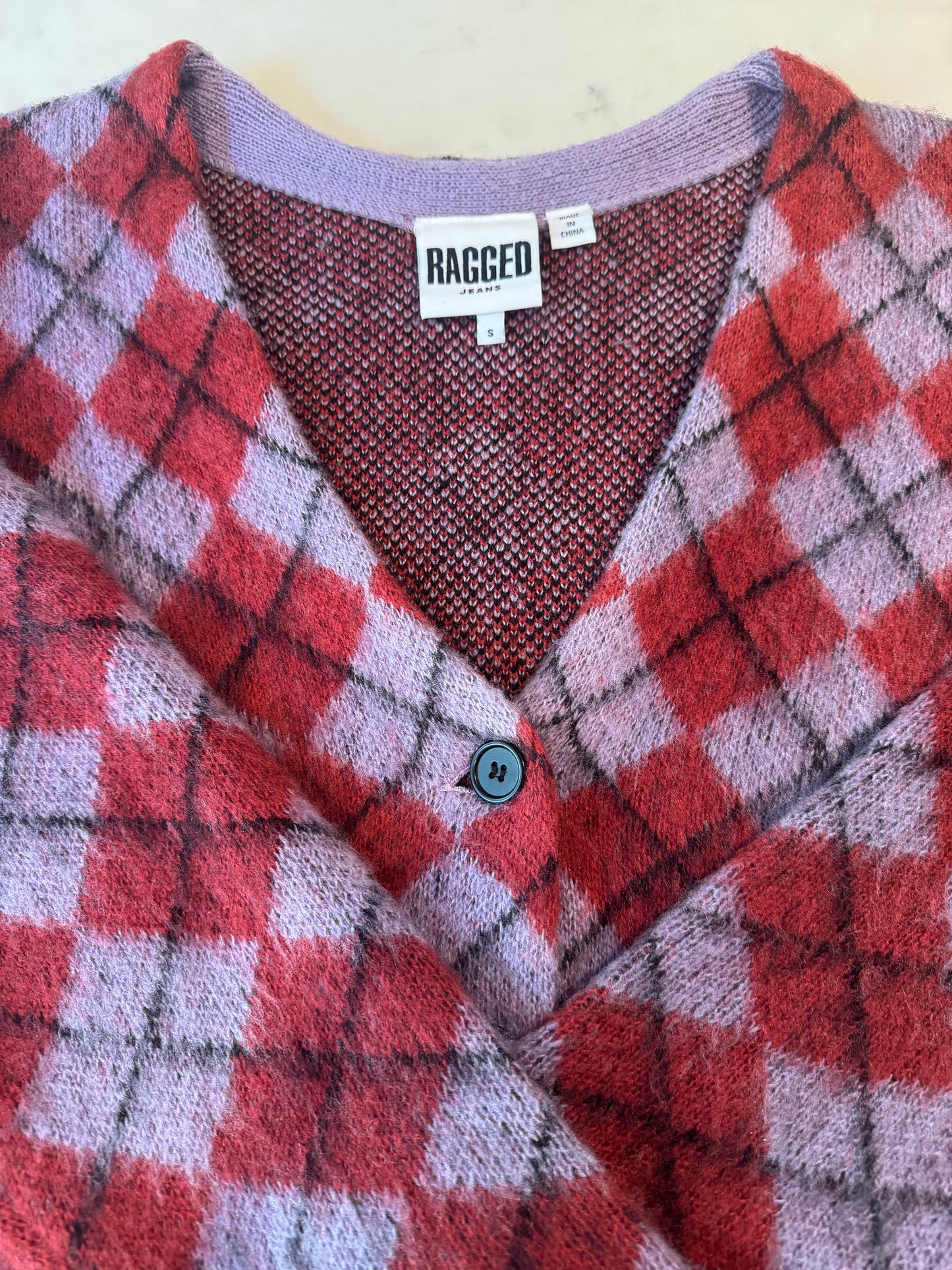 Ragged Jeans Brushed Argyle Cardigan