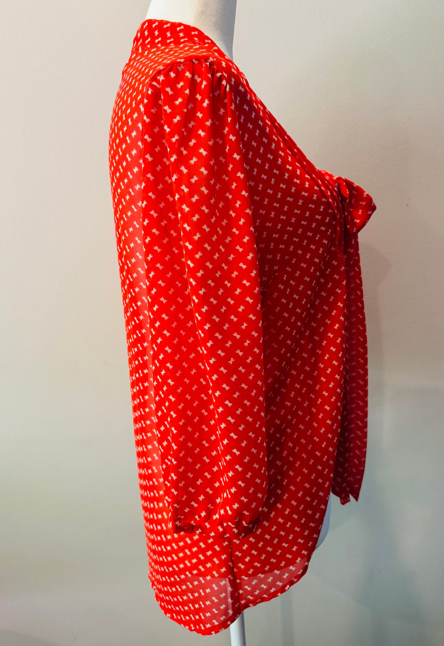 Secretary Bow Print Blouse
