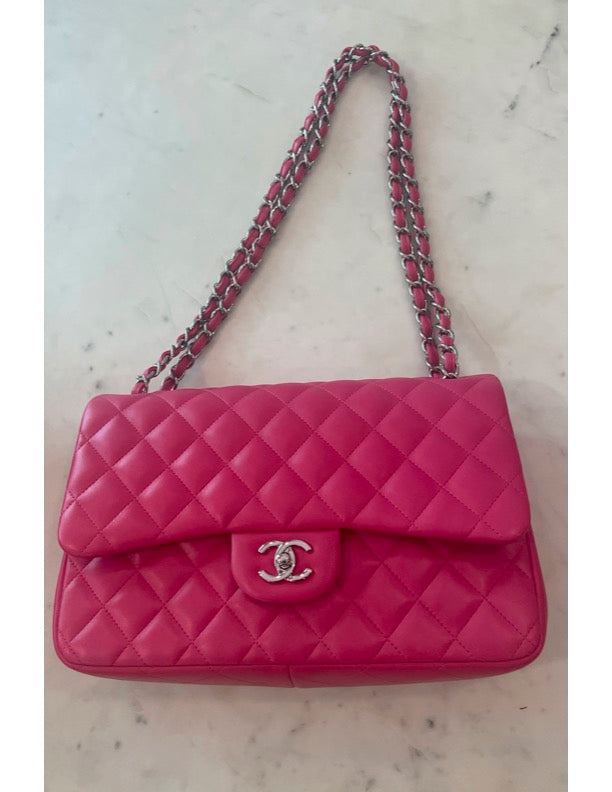 Chanel Pink Large Double Flap Handbag