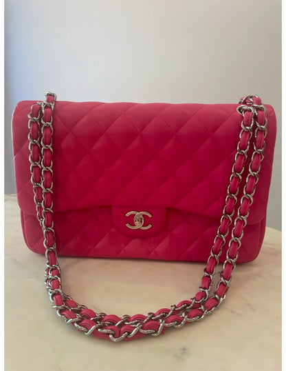 Chanel Pink Large Double Flap Handbag