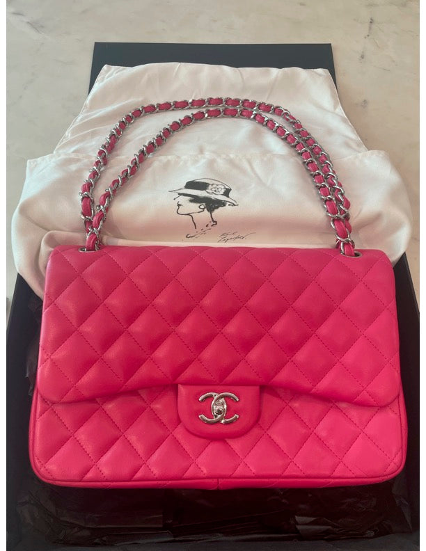 Chanel Pink Large Double Flap Handbag