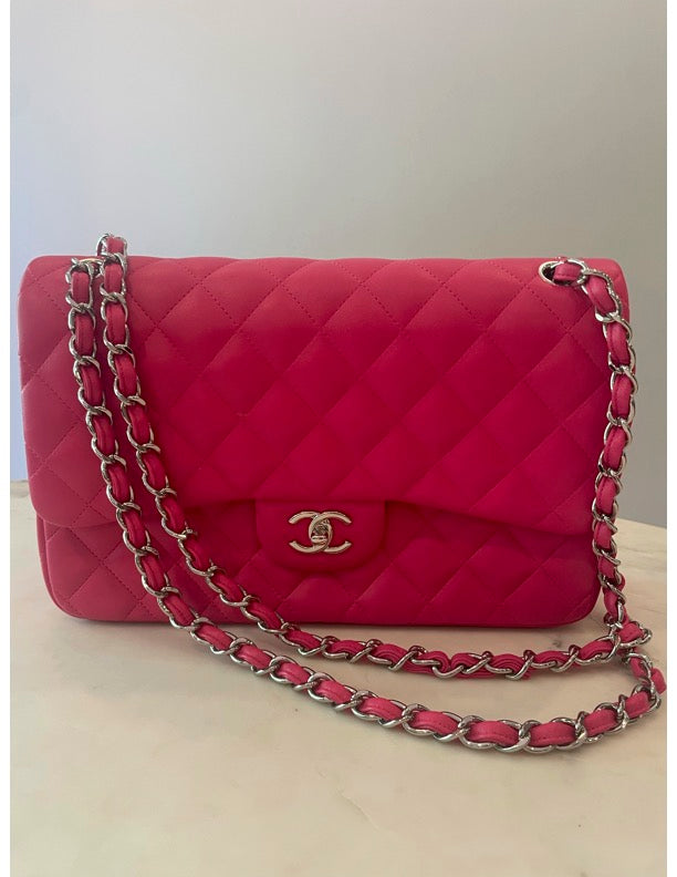 Chanel Pink Large Double Flap Handbag