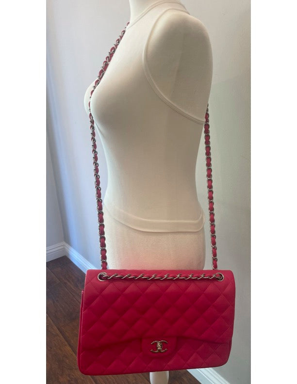 Chanel Pink Large Double Flap Handbag