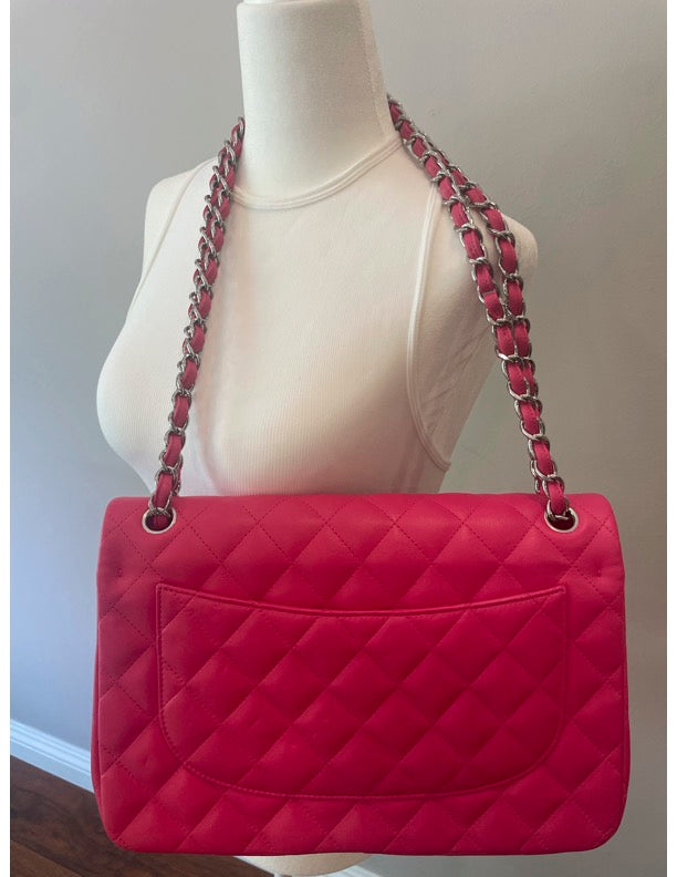 Chanel Pink Large Double Flap Handbag