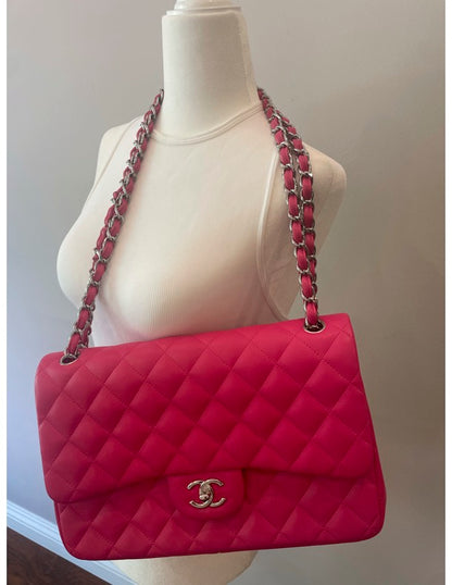 Chanel Pink Large Double Flap Handbag