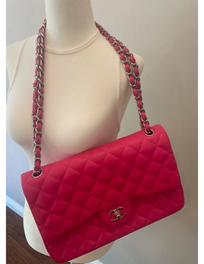 Chanel Pink Large Double Flap Handbag