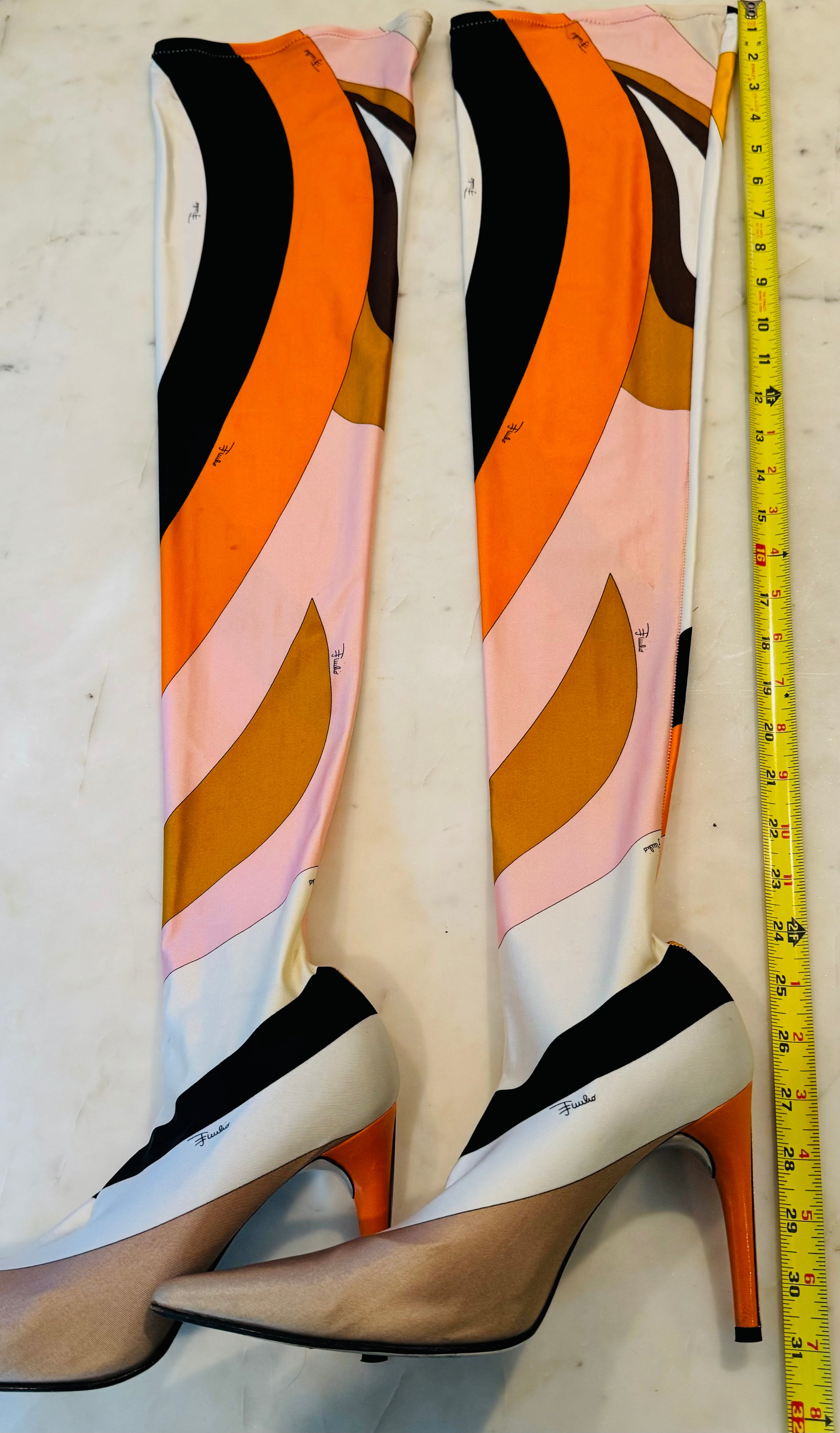 Vintage Emilio Pucci Multicolor Thigh High Sock Boots – love