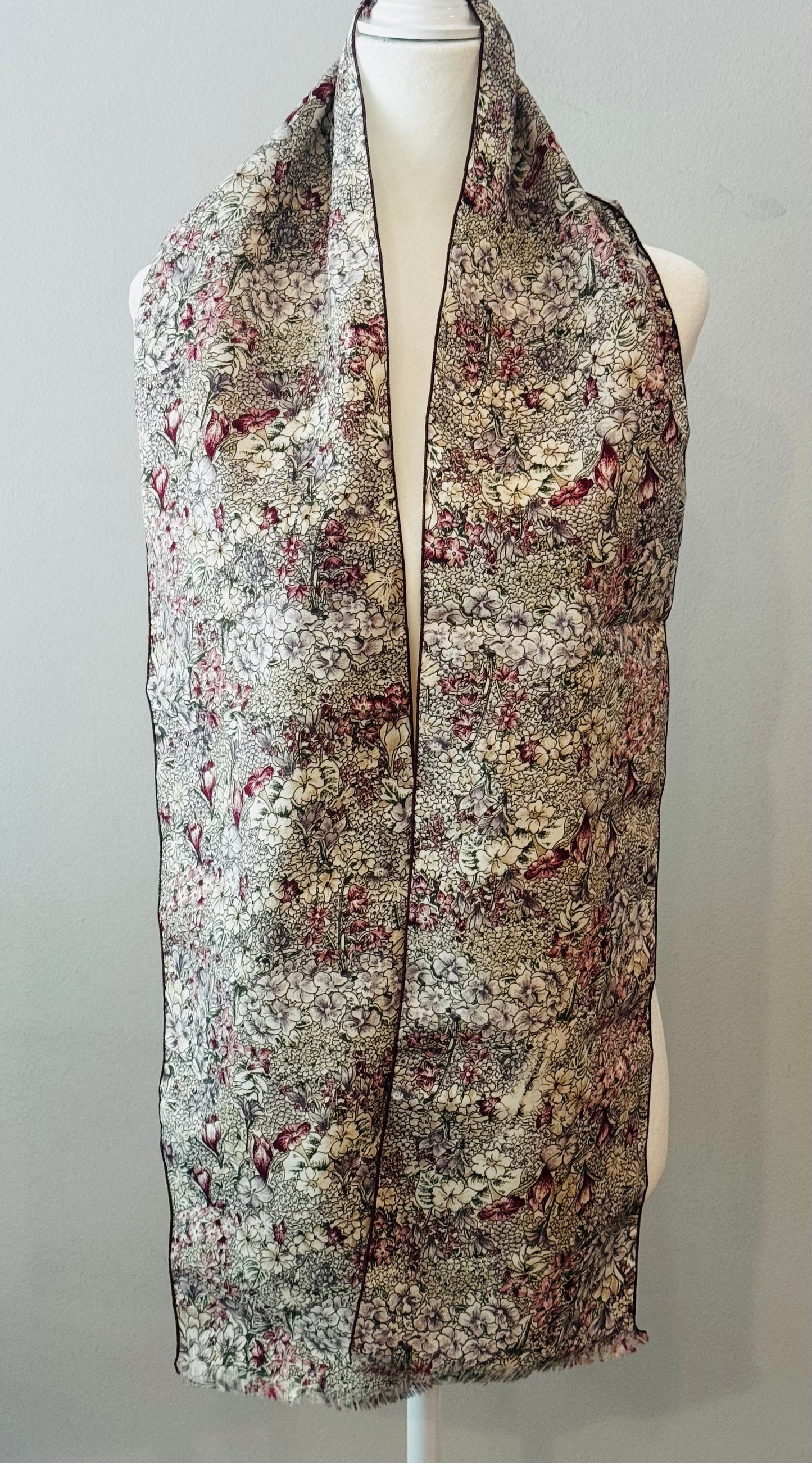 Vintage 1970s Floral Polyester Scarf