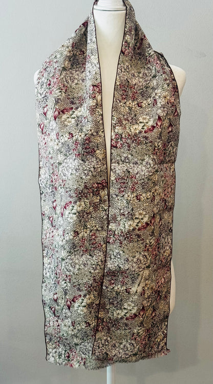 Vintage 1970s Floral Polyester Scarf