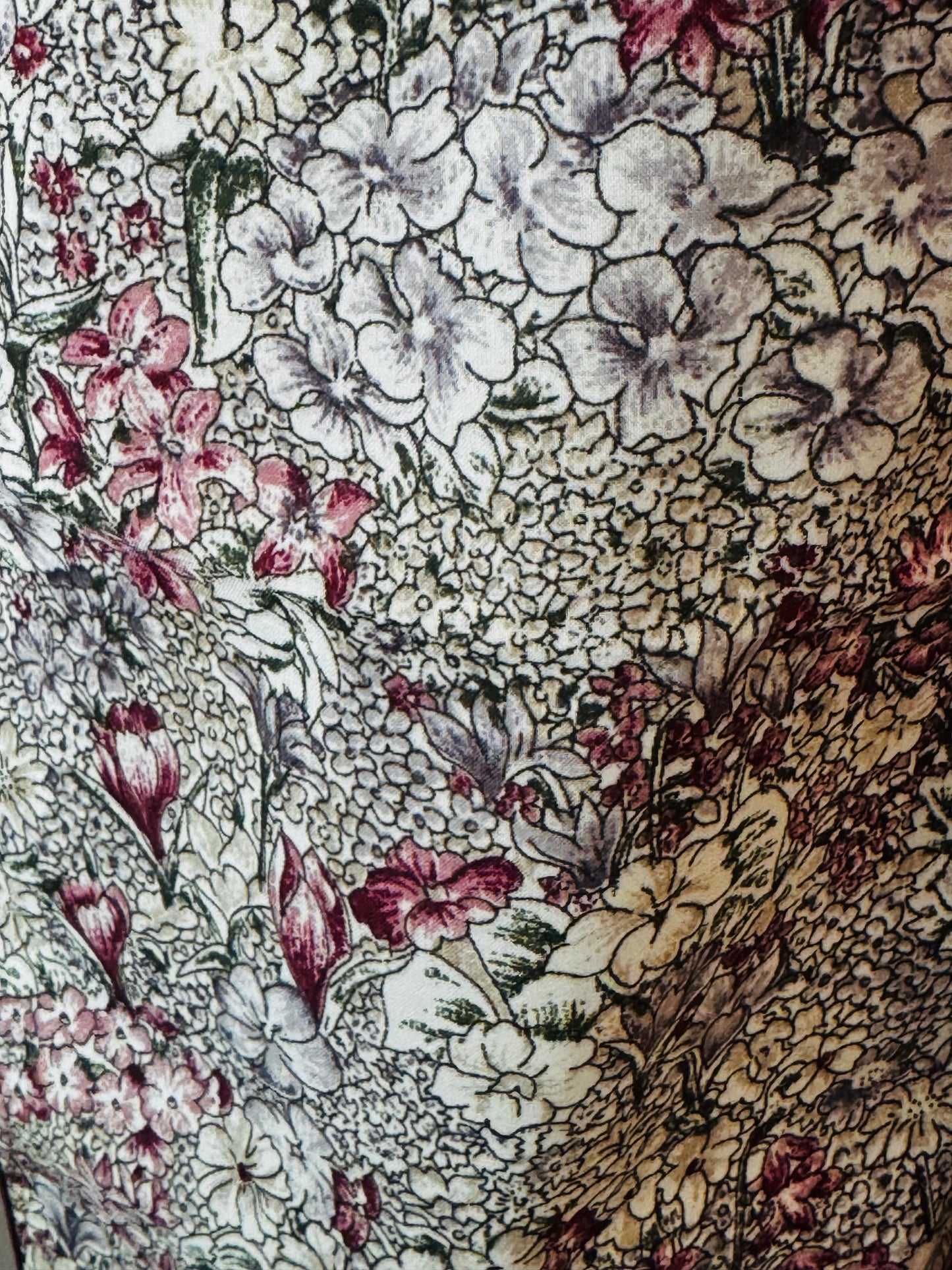 Vintage 1970s Floral Polyester Scarf