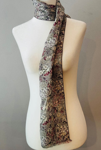 Vintage 1970s Floral Polyester Scarf