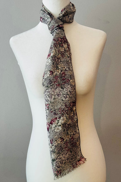 Vintage 1970s Floral Polyester Scarf