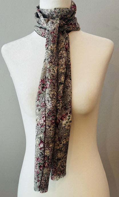 Vintage 1970s Floral Polyester Scarf
