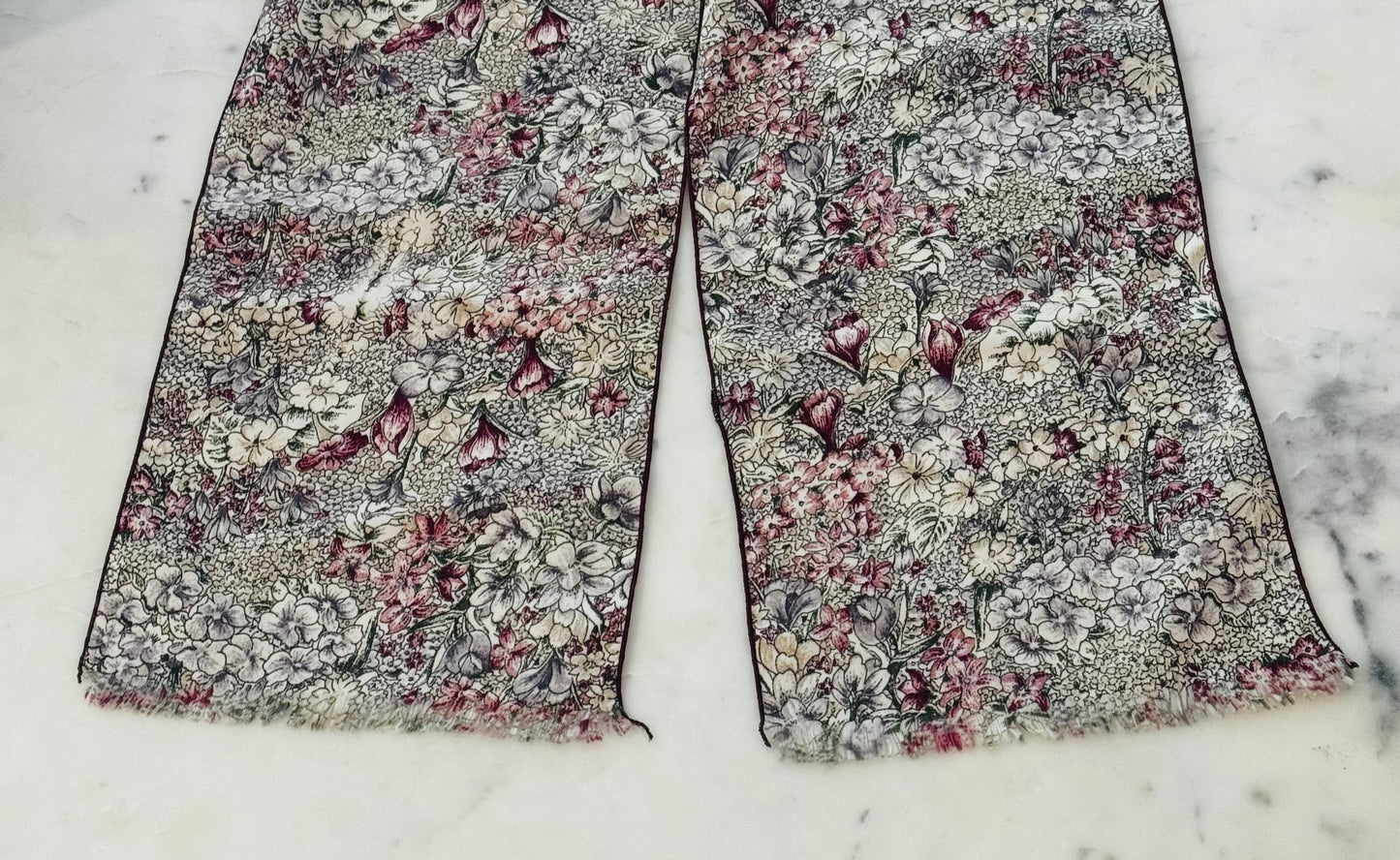 Vintage 1970s Floral Polyester Scarf