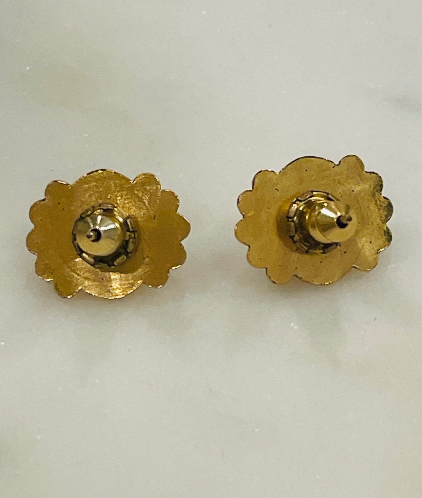 Vintage Gold Tone Pearl Stud Earrings