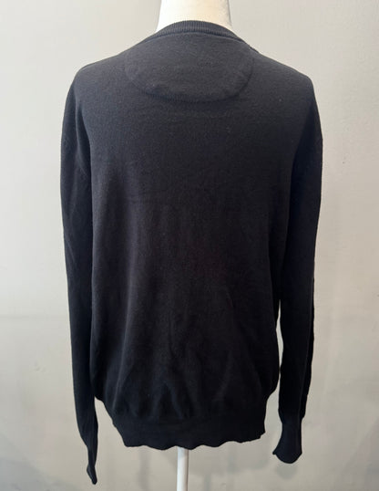 90s Vintage Black V-Neck Knit Sweater