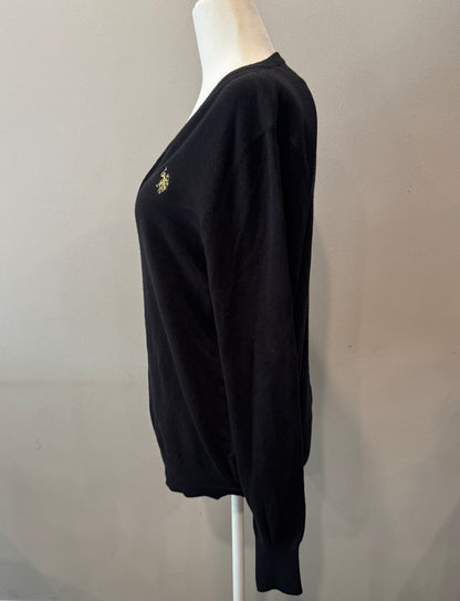 90s Vintage Black V-Neck Knit Sweater