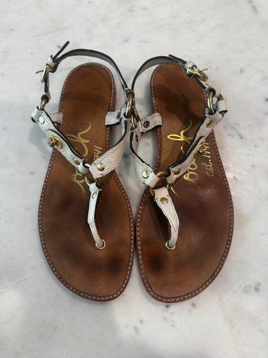 Vintage Coach White Leather Turnlock Thong Sandals
