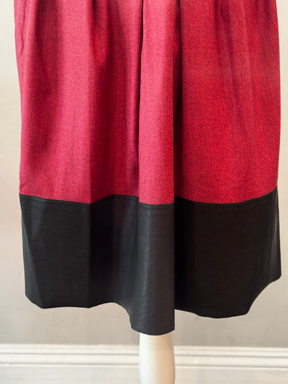 RARE Archival FENDI 2000s Virgin Wool & Leather Hem Skirt, Japan Archive