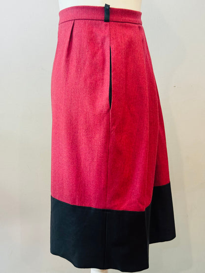 RARE Archival FENDI 2000s Virgin Wool & Leather Hem Skirt, Japan Archive