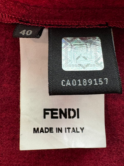 RARE Archival FENDI 2000s Virgin Wool & Leather Hem Skirt, Japan Archive