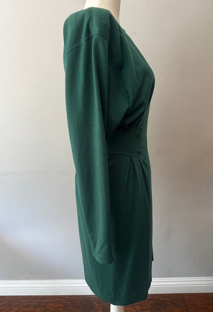 1980s Guy Laroche Emerald Wool Sheath Dress (As-Is)