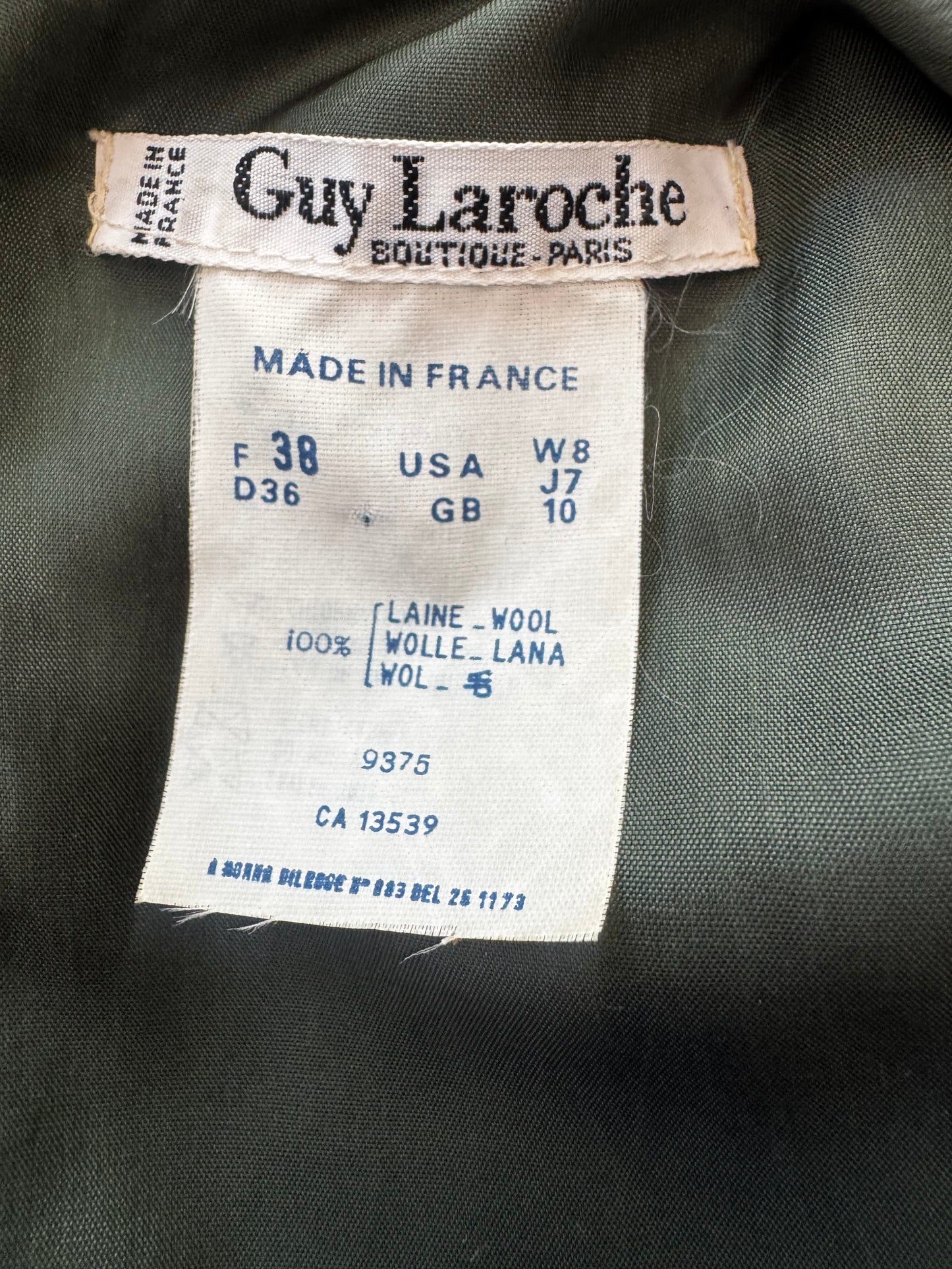 1980s Guy Laroche Emerald Wool Sheath Dress (As-Is)