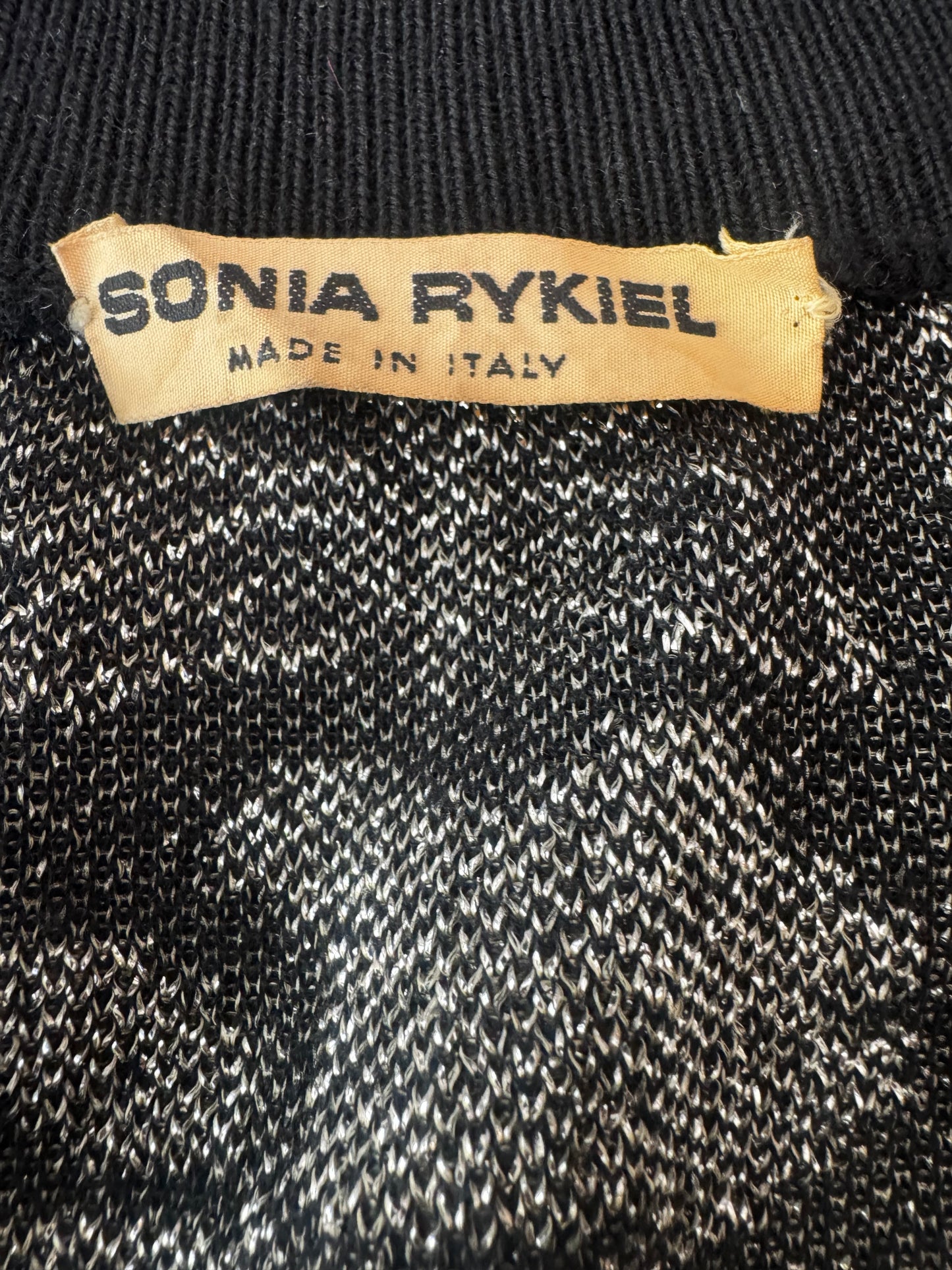 Vintage Sonia Rykiel Black Metallic Floral Cardigan