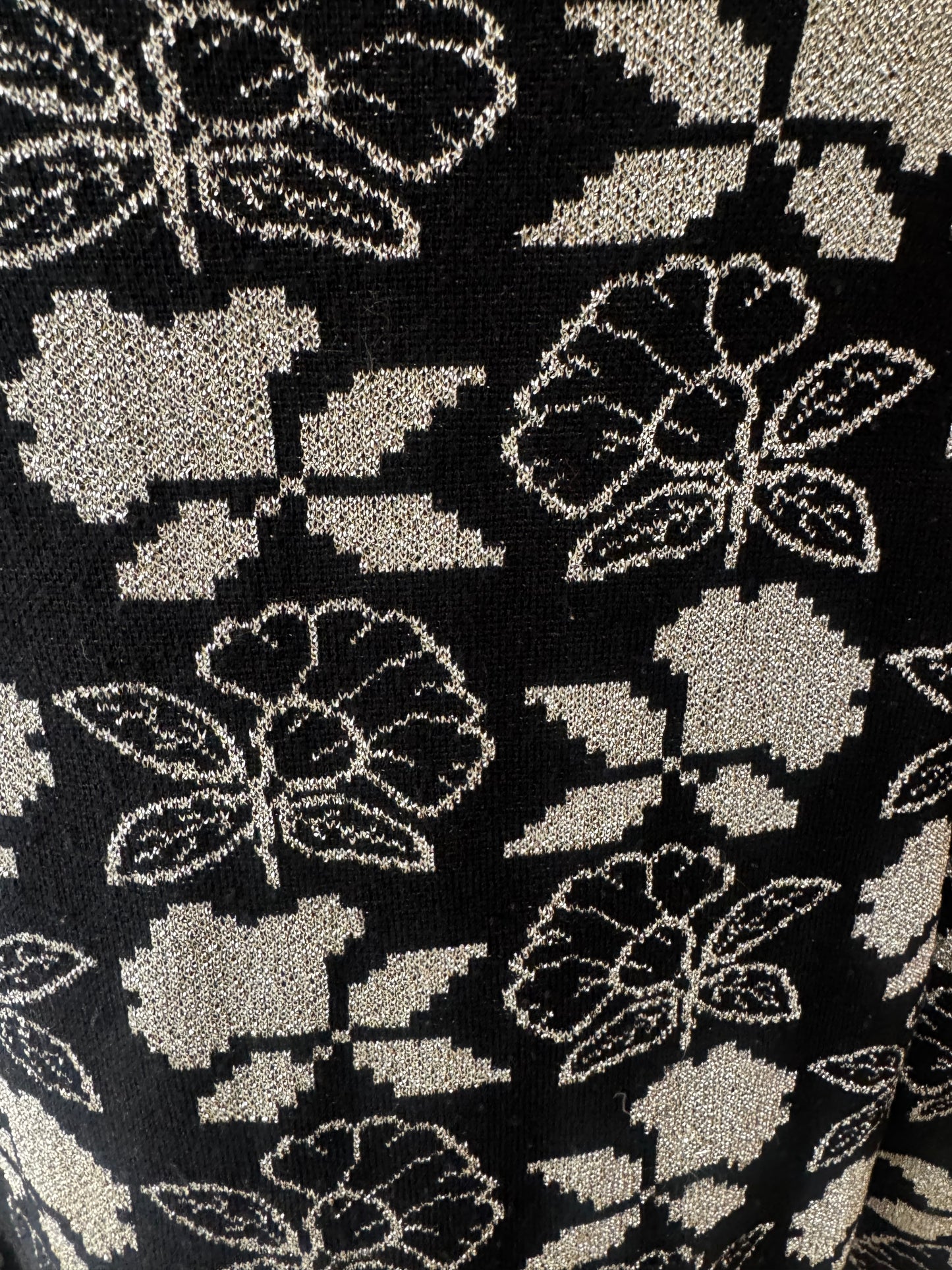 Vintage Sonia Rykiel Black Metallic Floral Cardigan