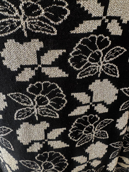 Vintage Sonia Rykiel Black Metallic Floral Cardigan