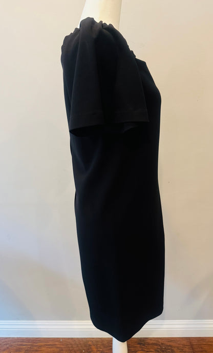 Prada Black Flutter Ruffle Sleeve Shift Dress