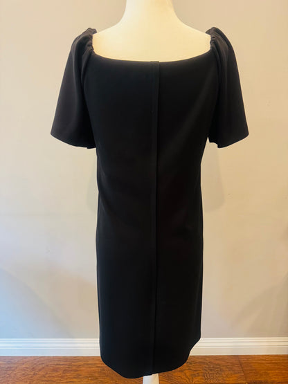 Prada Black Flutter Ruffle Sleeve Shift Dress