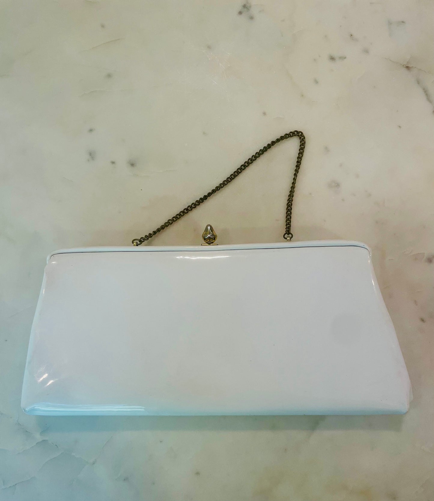 Vintage 1950's White Patent Leather Clutch