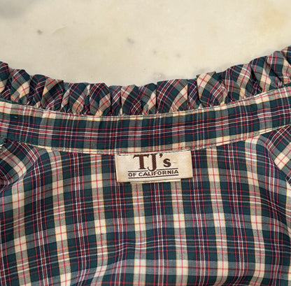 Vintage TJ's of California 70's Plaid Secretary Blouse