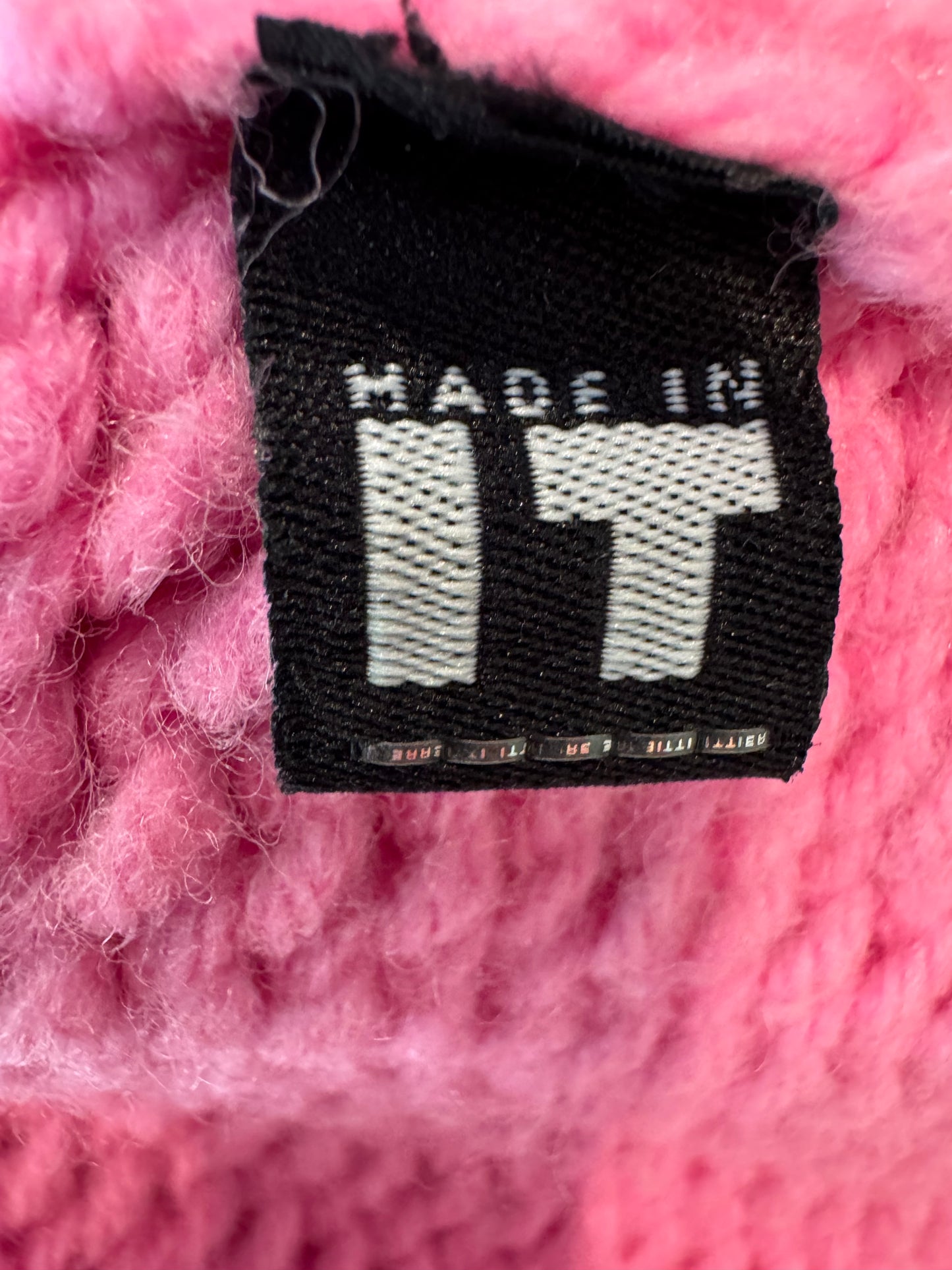 Vintage 1990s Versace Jeans Couture Pink Chunky Knit Turtleneck Sweater