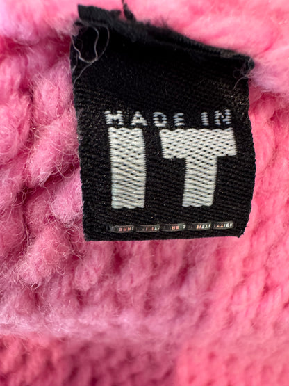 Vintage 1990s Versace Jeans Couture Pink Chunky Knit Turtleneck Sweater